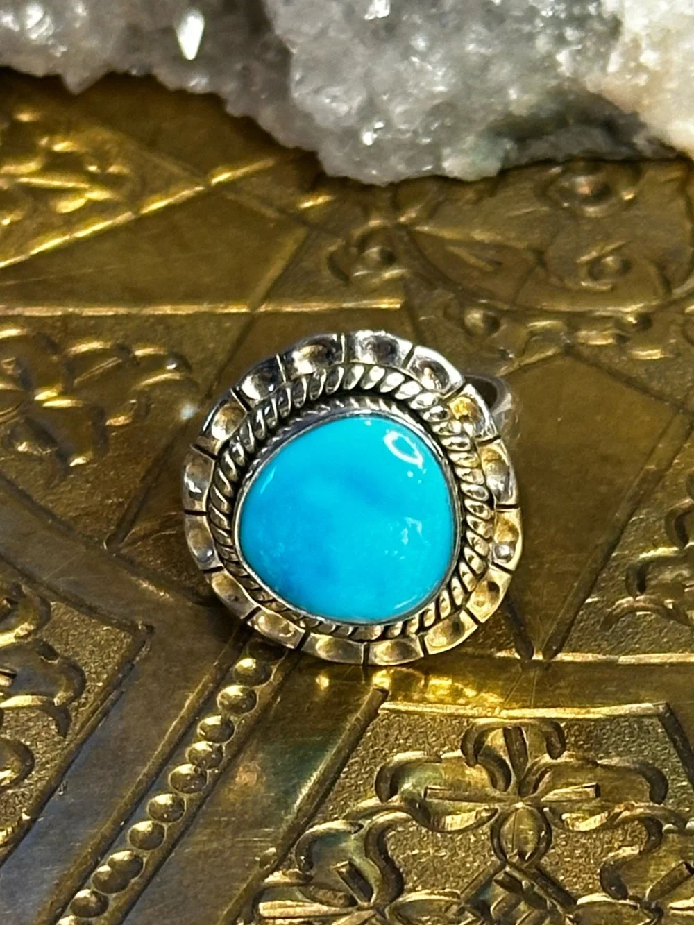 Sleeping Beauty Turquoise Sterling Silver Ring Size 6.5